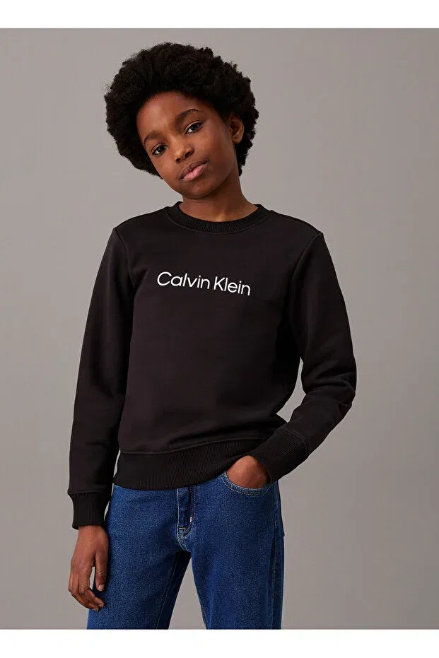 Детское худи для мальчиков с принтом Calvin Klein, Black — фото 3