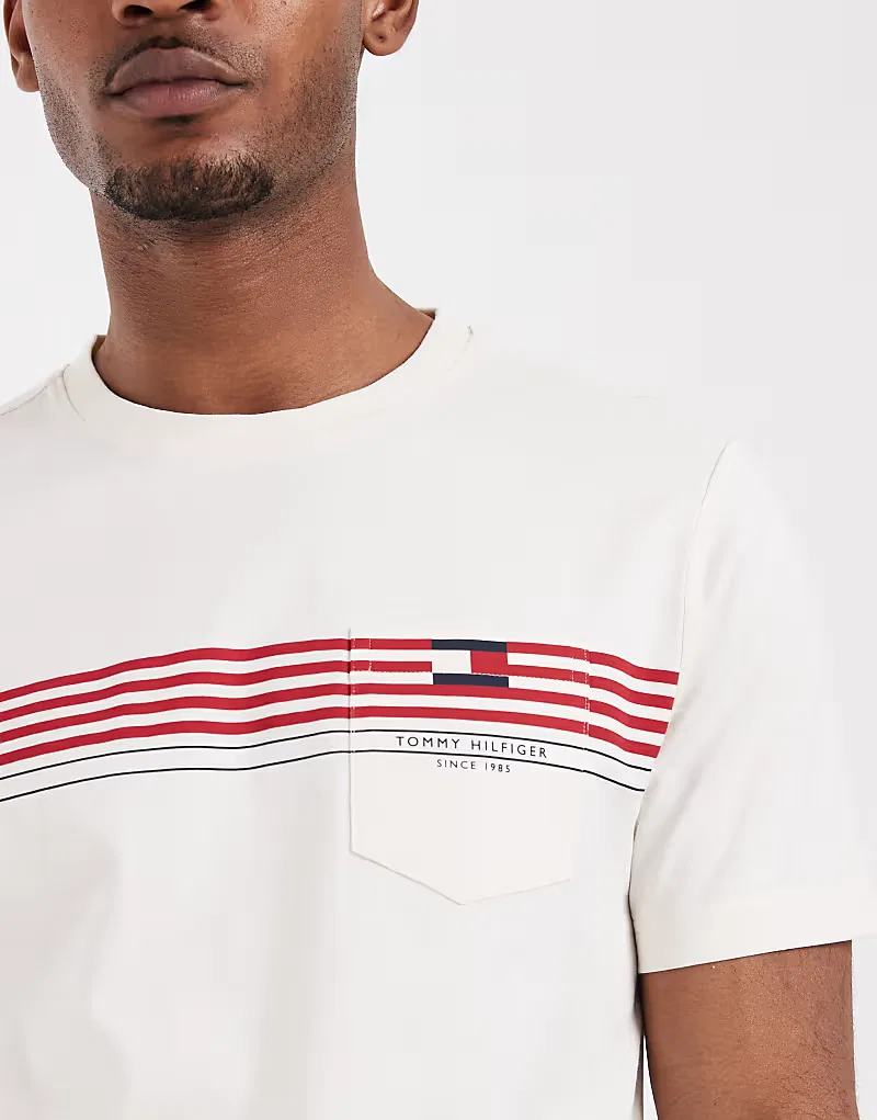 Футболка regular fit с полосой на груди Tommy Hilfiger, белый — фото 2