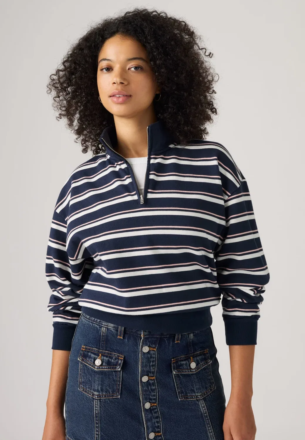 Повседневная толстовка на молнии до середины груди Levi'S, Ruby Stripe Navy Blazer Powder Pink
