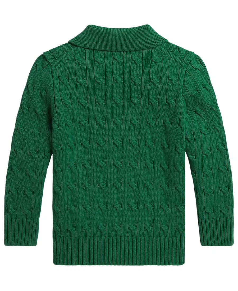 Свитер с поло и косами из хлопка Polo Ralph Lauren, Verano Green — фото 2