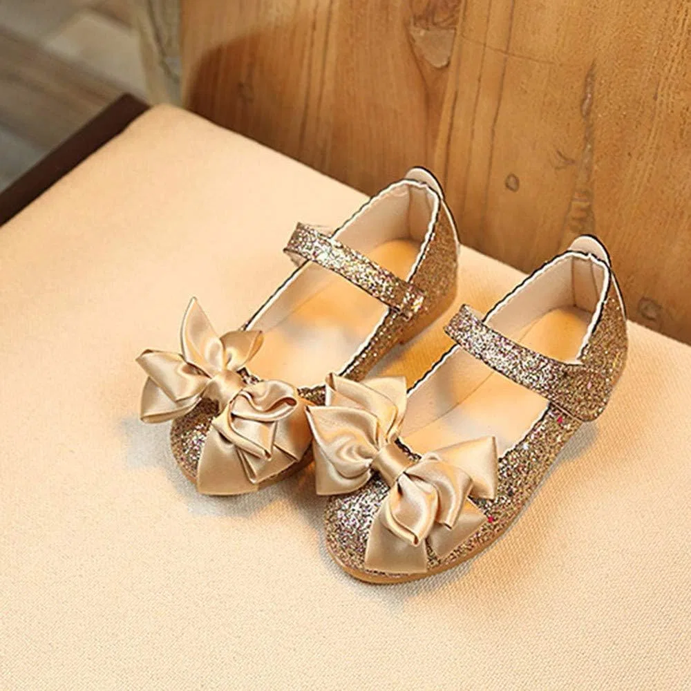 Детские кроссовки для девочек с подсветкой Princess Bowknot, Gold — фото 2