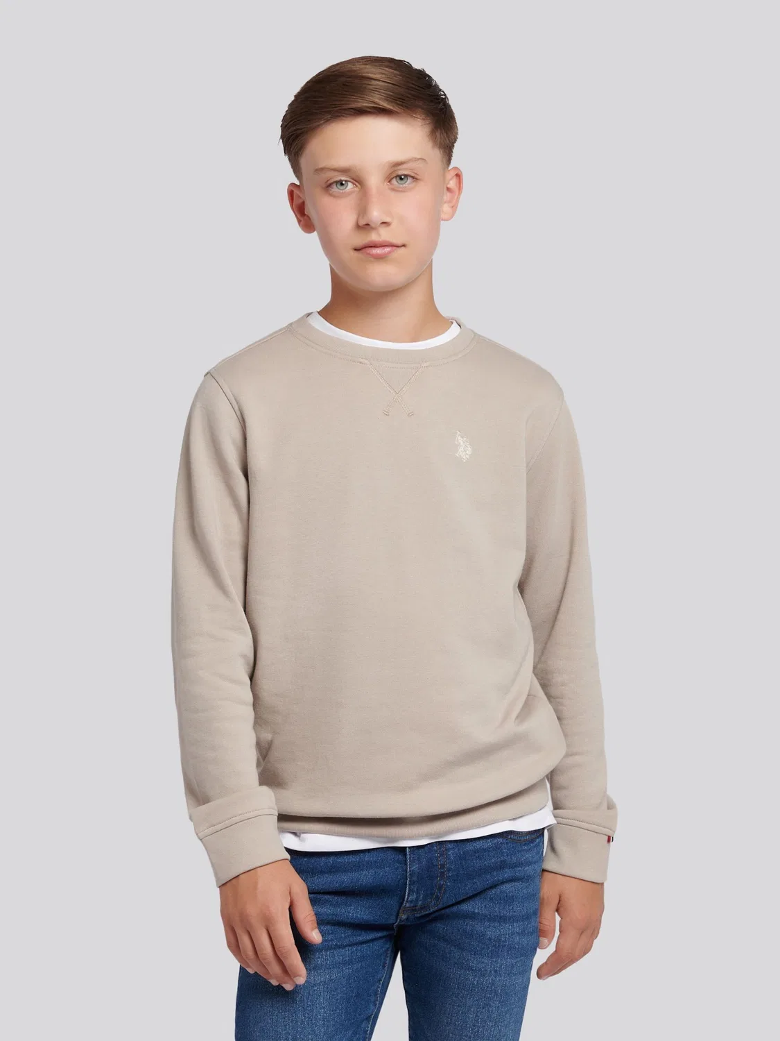 Свитшот с вышивкой Double Horsemen U.S. Polo Assn., натуральный
