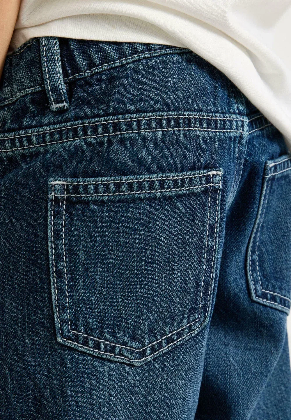 Широкие джинсы со стандартной посадкой на талии - джинсы свободного кроя Lindex, Dark Denim — фото 4
