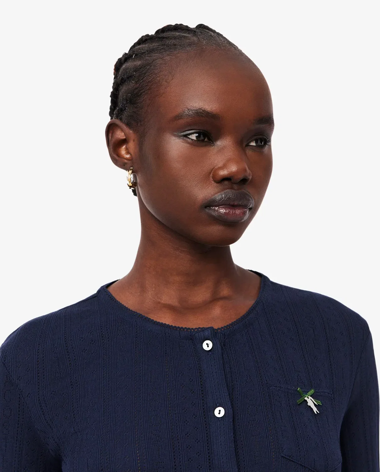 Женский кардиган Lacoste, Azul Marino, ажурная вязка — фото 3