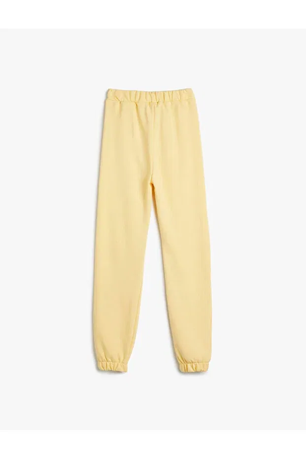 Детские спортивные штаны для девочек с карманами Basic Koton, Yellow — фото 2