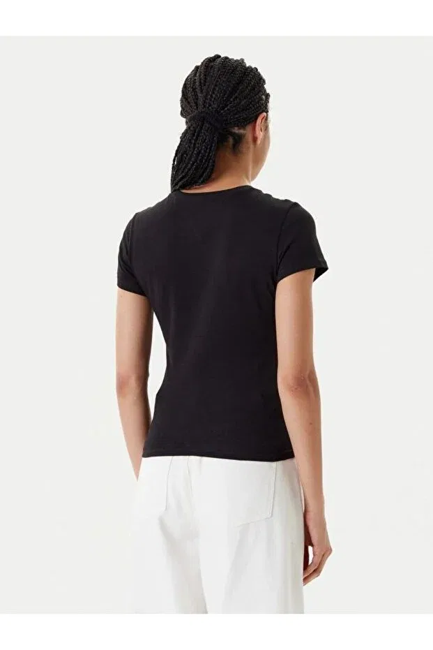 Женская футболка с принтом Tjw Slim Essential Logo2 Tee Ext Tommy Hilfiger, Black — фото 2