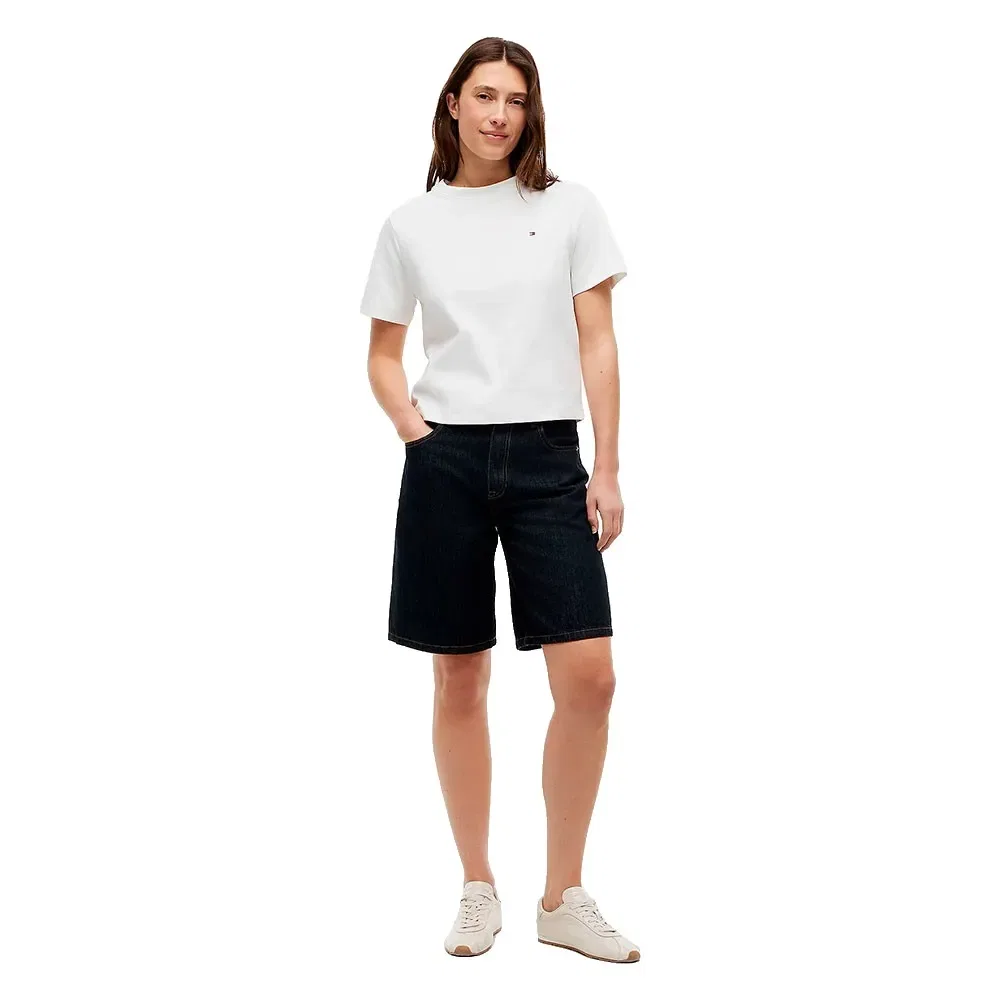 Женская хлопковая футболка Interlock Boxy Fit Tommy hilfiger, White — фото 4