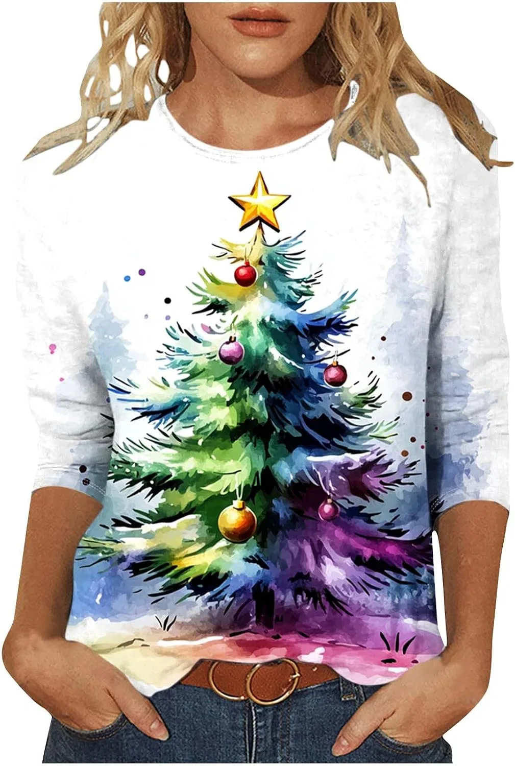 Женская футболка с новогодним принтом Christmas Shirts, Multicolor