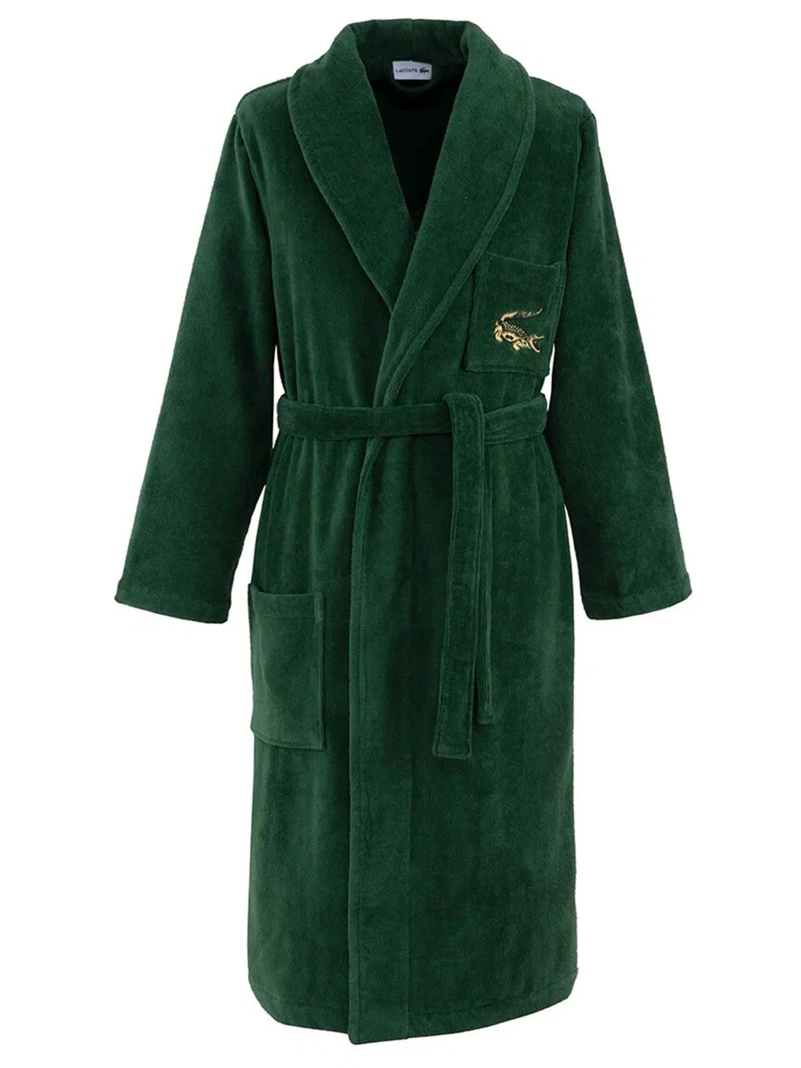Длинный банный халат LACOSTE LRENE, с печатью логотипа, зеленый