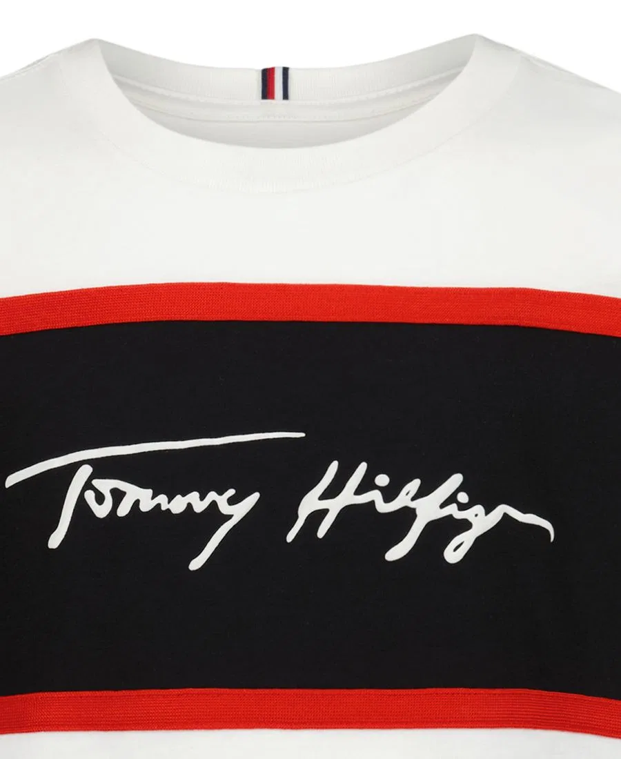 Детская футболка с принтом Color-Block Logo Tommy Hilfiger, Fresh White — фото 4