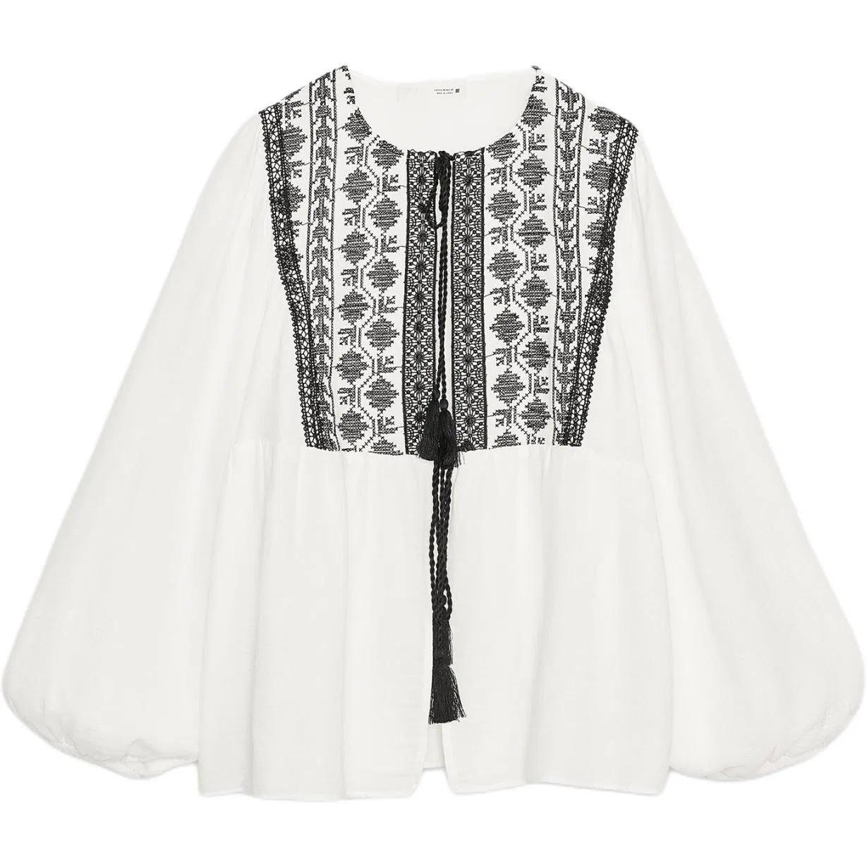 Женская рубашка с круглым вырезом White/Black ZARA