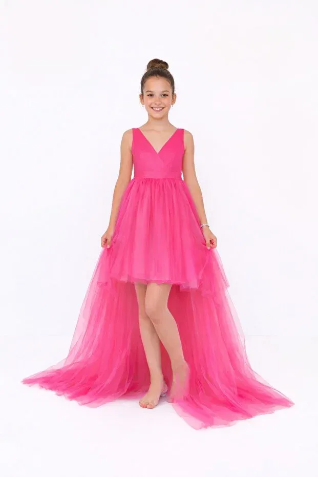 Детское платье для девочек с запахом Nsmkidslife, Fuchsia Pink