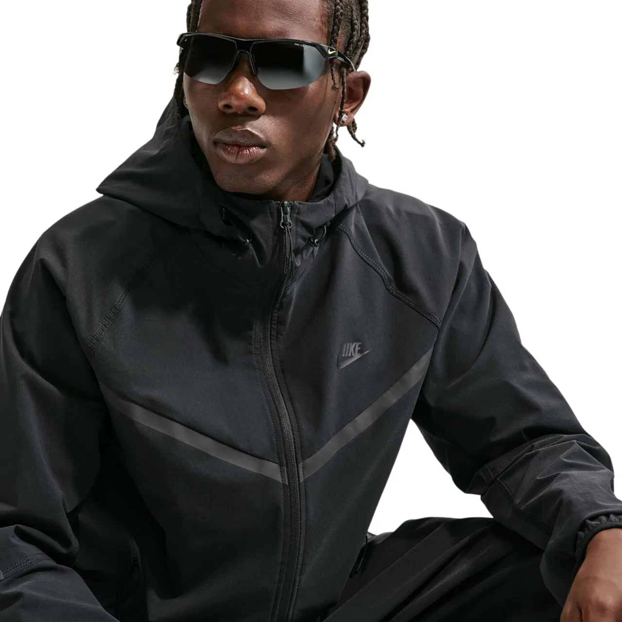 Мужская куртка с капюшоном, из нейлона, Nike Tech Windrunner, Nike, Black Black Black — фото 3