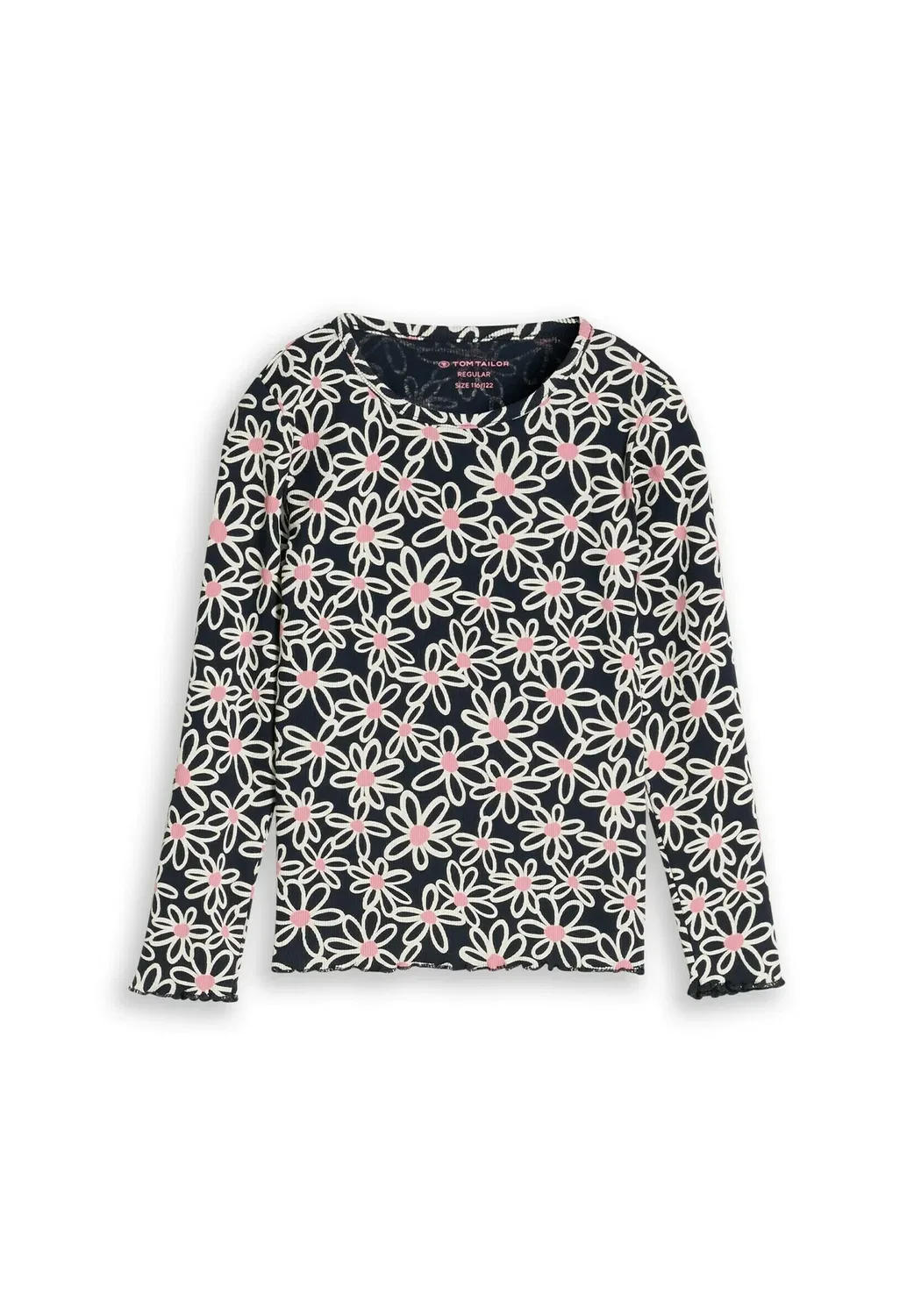 Футболка с длинными рукавами (T-shirt langarmshirt mit muster) Tom Tailor, Dark Blue Small Daisy Print