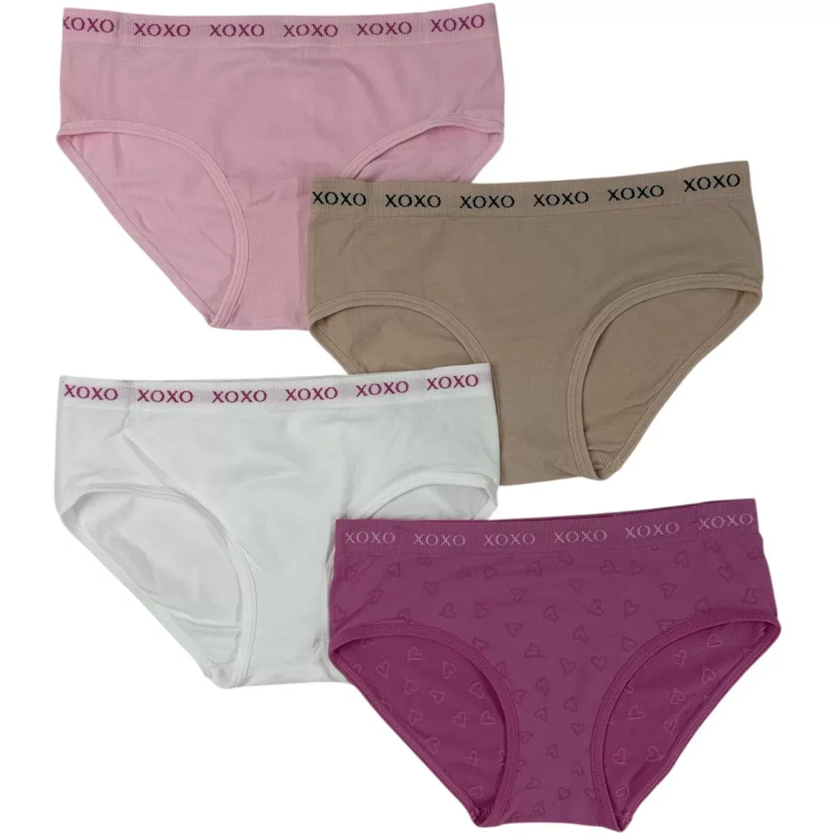 Детский комплект трусов без швов 4 шт. Logo Band Seamless Underwear Sets Boxy Girls, Jacquard Hearts