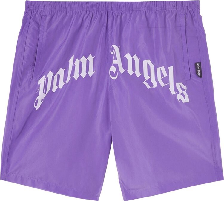 

Шорты Palm Angels Curved Logo Swim Short 'Violet/White', фиолетовый