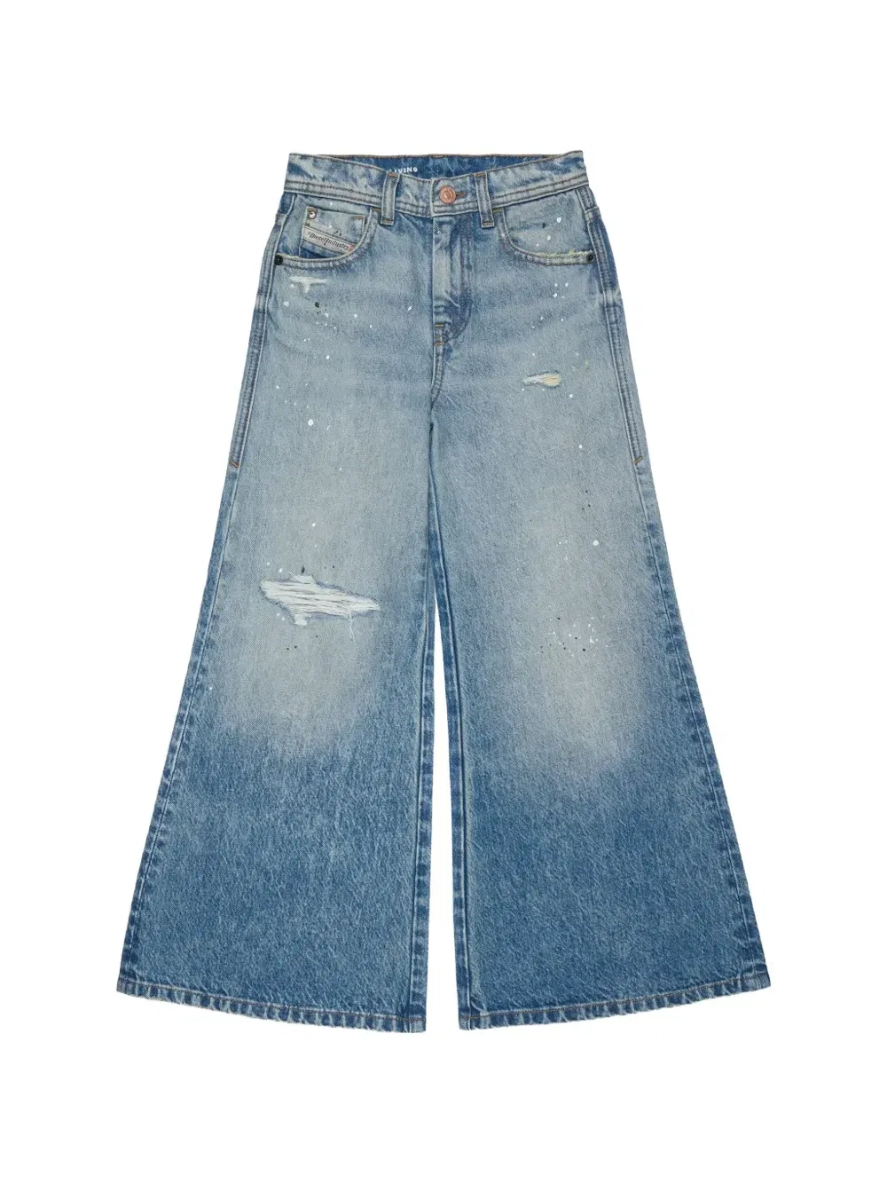Рваные джинсы с пятнами краски Diesel Kids, синий