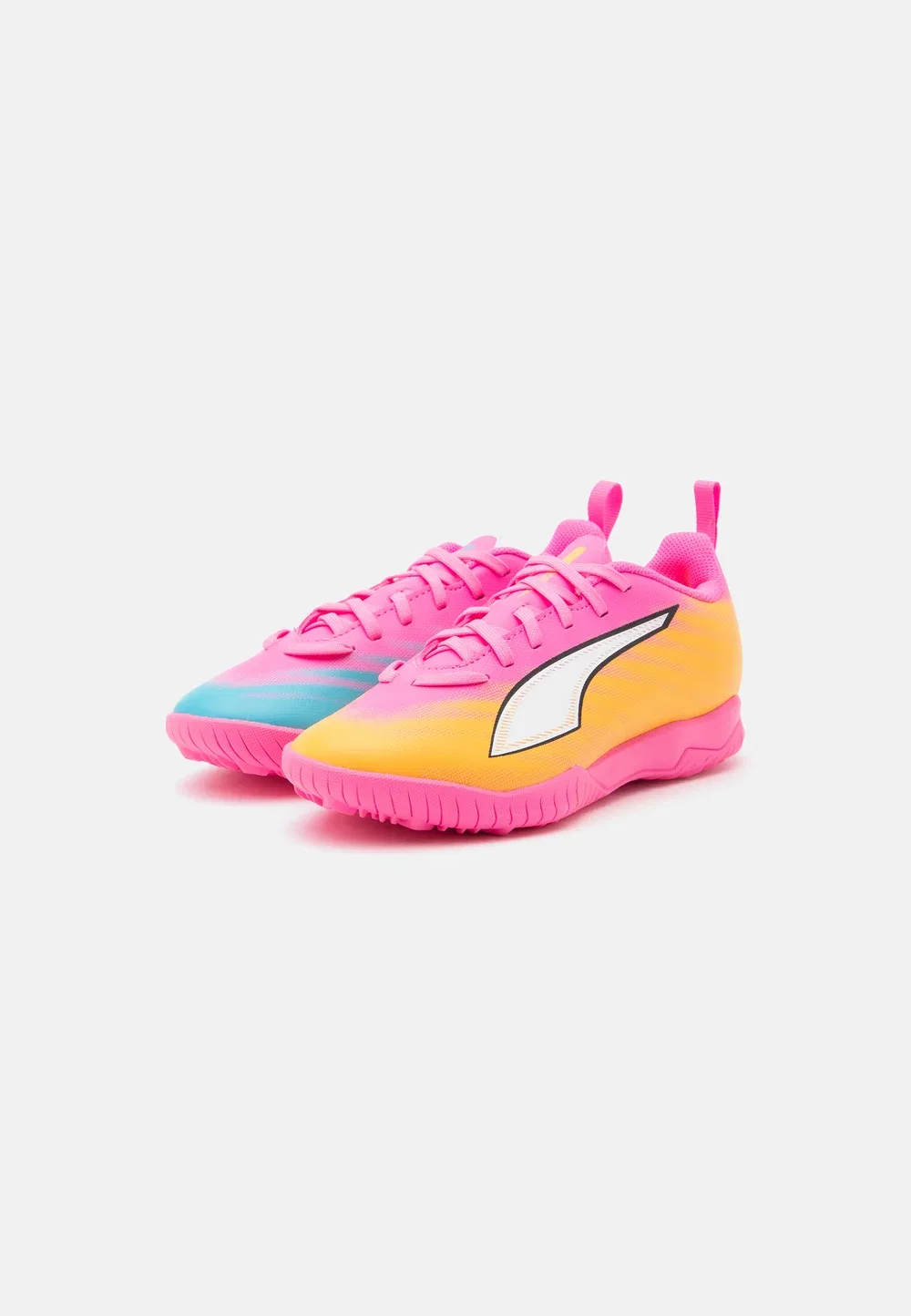 Футбольные бутсы Ultra 6 play tt jr унисекс для искусственной травы Puma, Poison Pink/White/Sun Stream/Bright Aqua/Black — фото 2