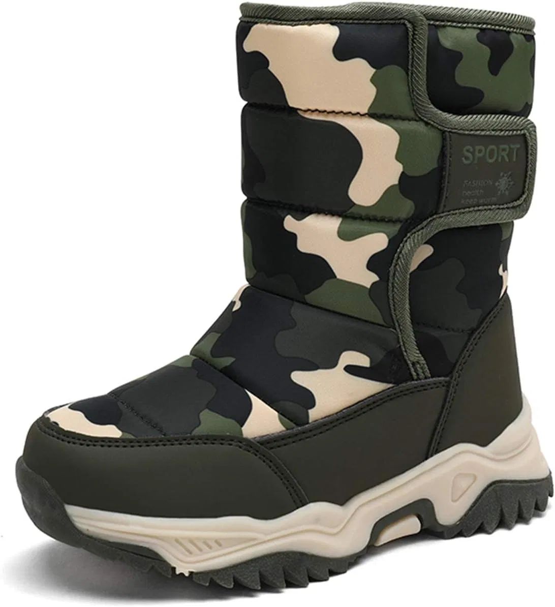 Детские зимние ботинки для девочек и мальчиков с мехом CERYTHRINA, Green Camo