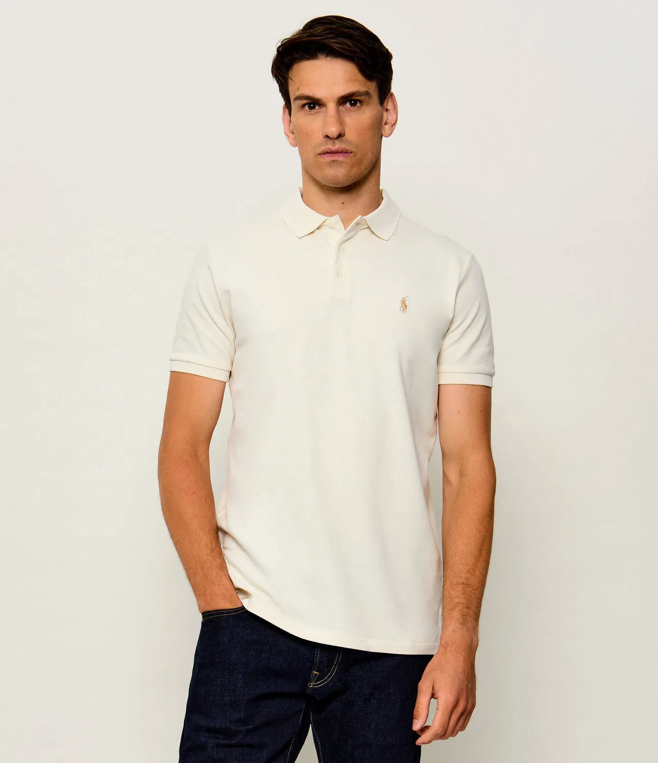 Поло с коротким рукавом Polo Ralph Lauren, кремовый
