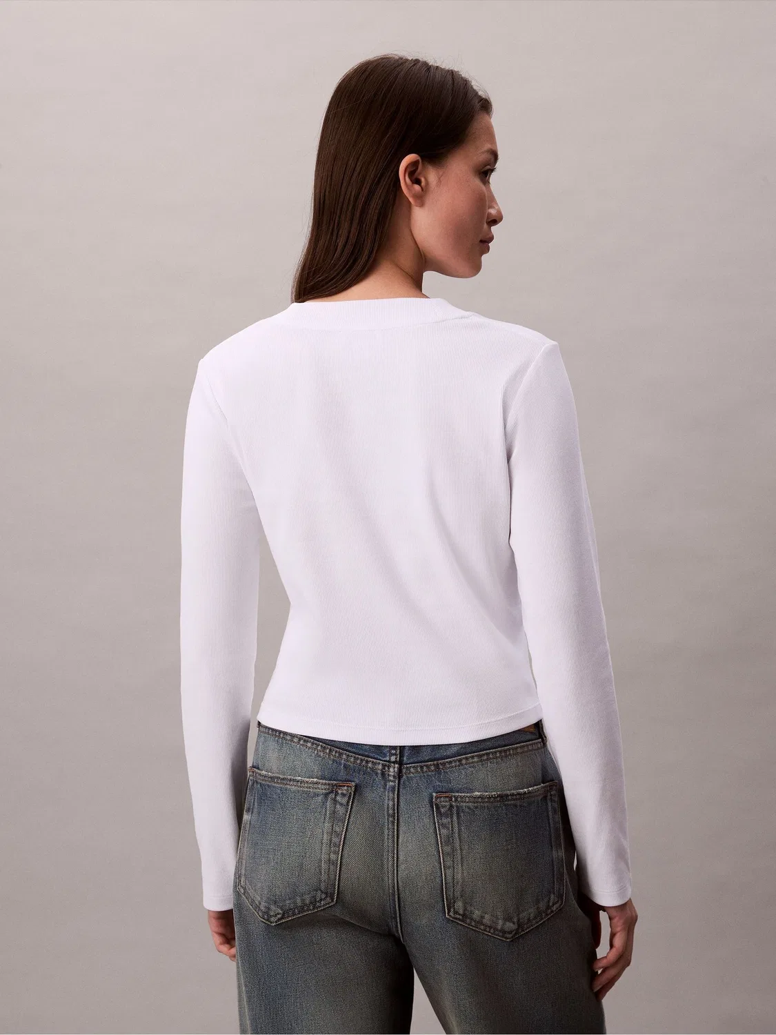 Футболка с длинным рукавом, монограмма Calvin Klein, белый — фото 2