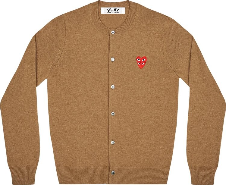 

Кардиган Comme des Garçons PLAY Wool Layered Double Heart Cardigan Brown, коричневый