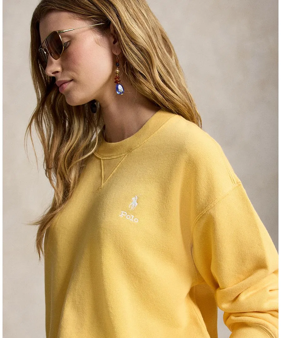Женский свитшот Island Fleece с круглым вырезом и длинным рукавом Polo Ralph Lauren, Banana Cream — фото 4