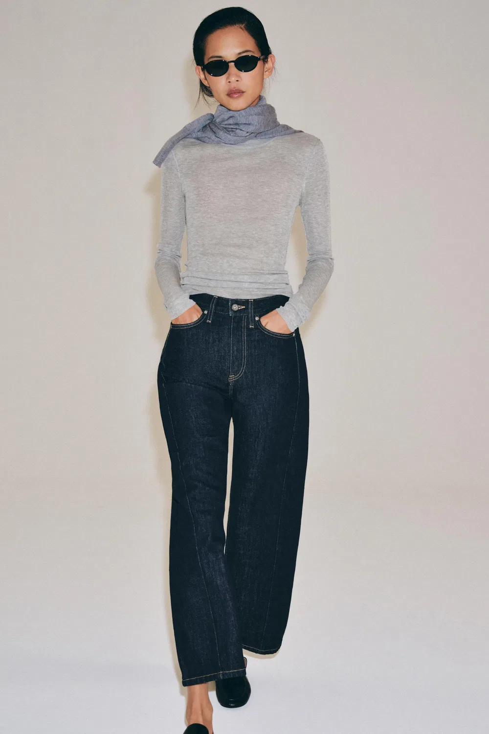 Джинсы средней посадки свободного кроя от ZW COLLECTION ZARA, Blue