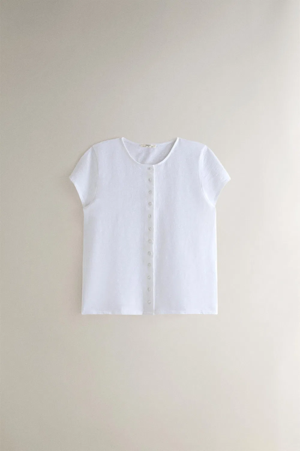 Хлопковая футболка с пуговицами ZARA, White