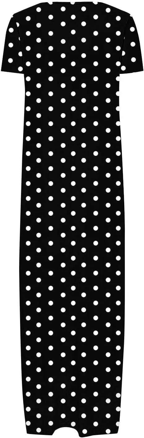 Женское летнее градиентное макси-платье с коротким рукавом, Black — фото 4