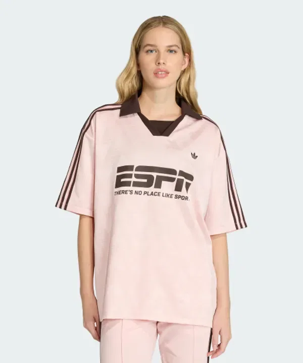 Футбольная джерси оверсайз V-образный вырез, Adidas, сэнди-розовый — фото 2