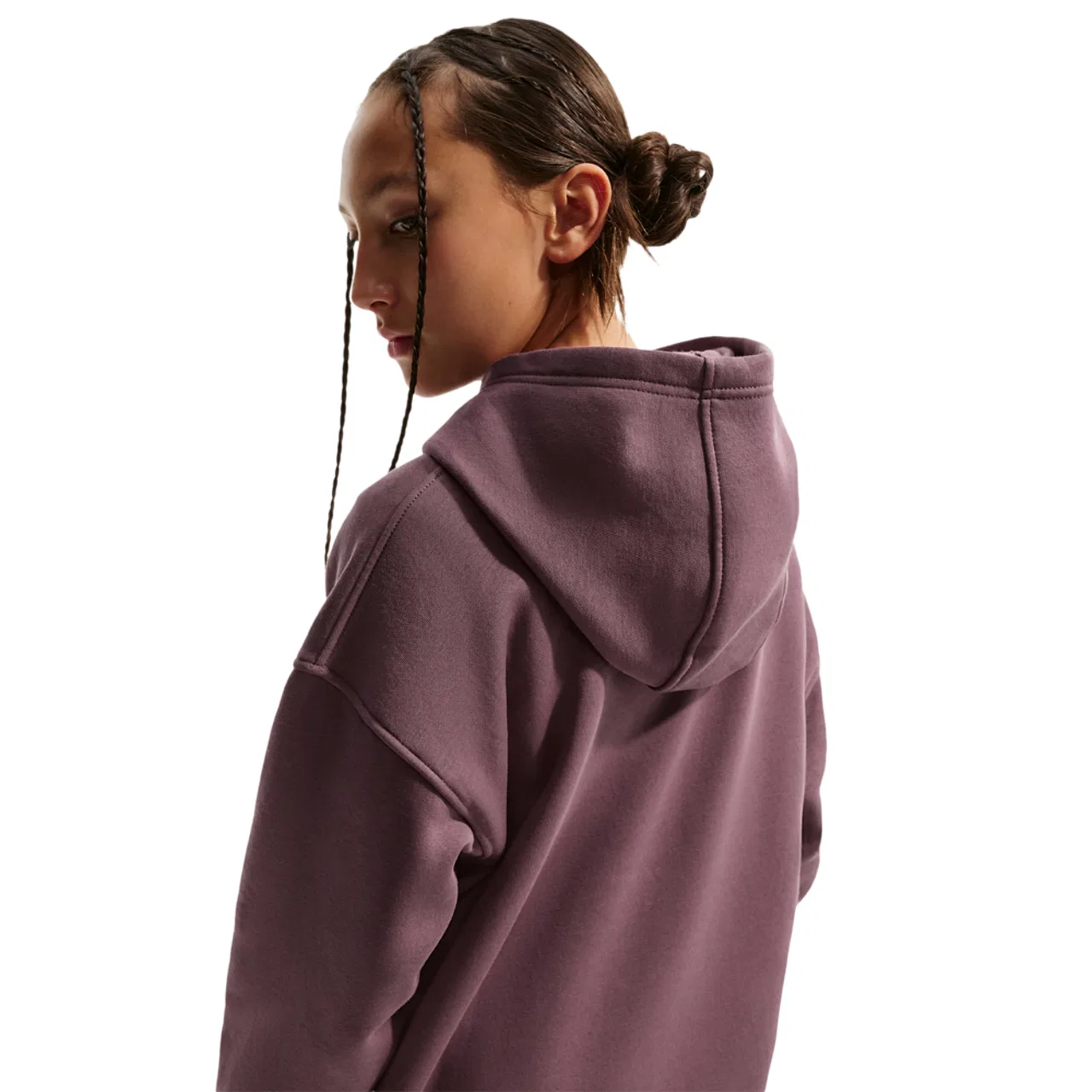 Худи для девочек Club Fleece Oversized PO Nike, цвет White/Tattoo/Tattoo — фото 2