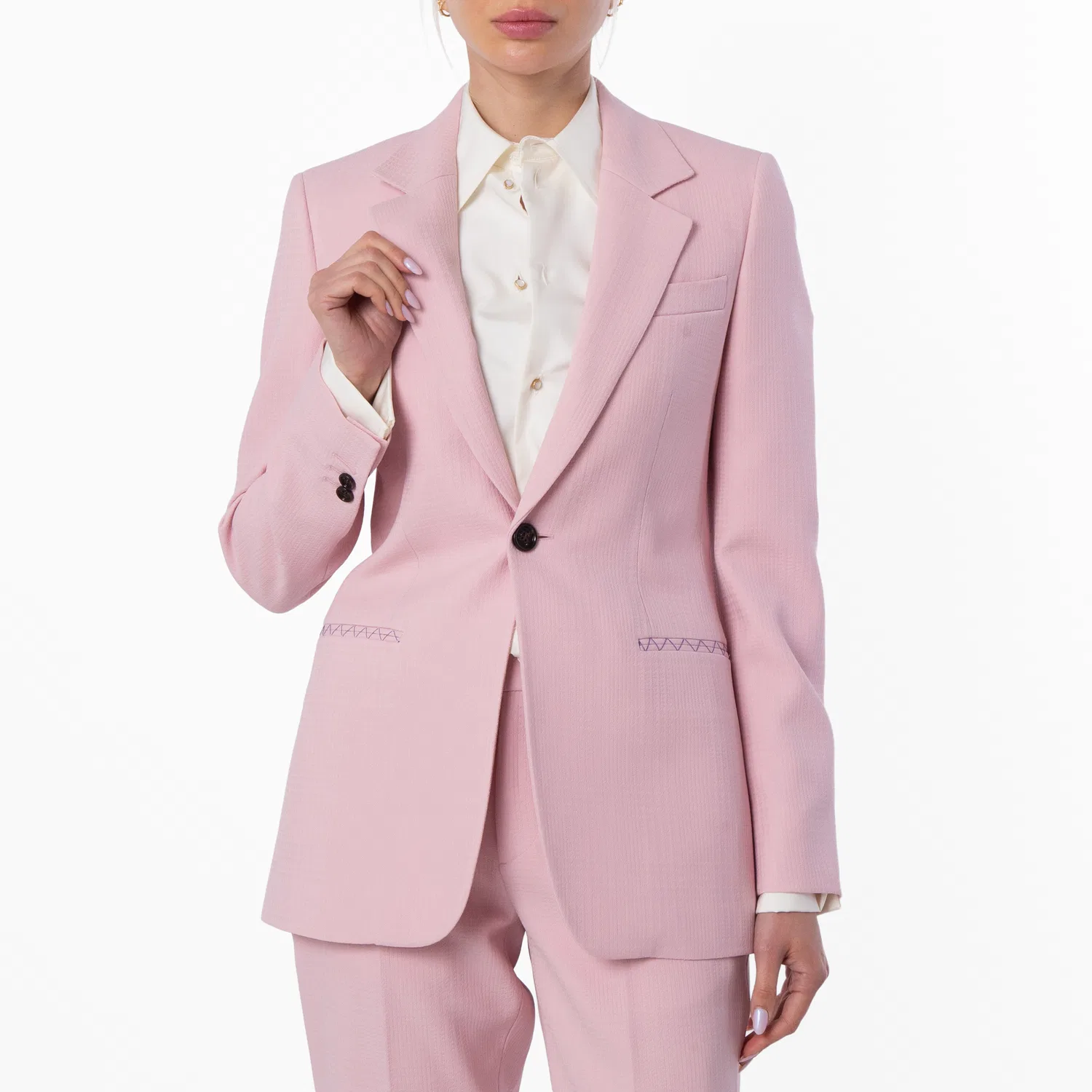 Жакет однобортный шерстяной Single-Breasted Wool Blazer Jacket Burberry, Cameo