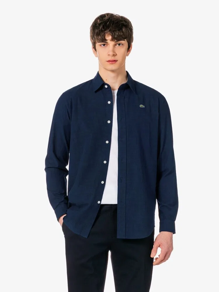 Рубашка с длинным рукавом Chambray LACOSTE, Royal Blue — фото 4
