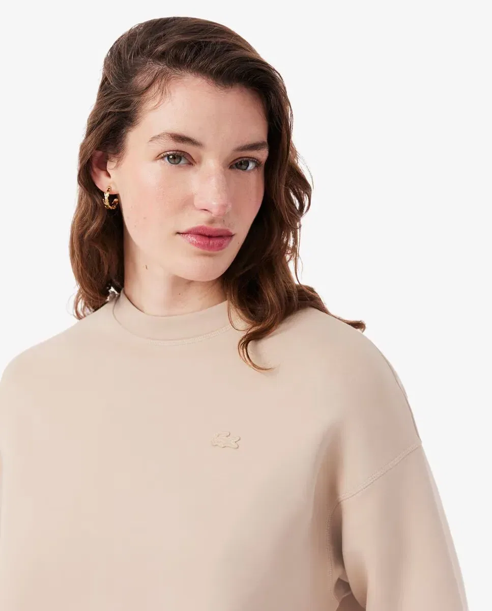 Свитшот женский Lacoste Beige оверсайз из двойного трикотажа — фото 3