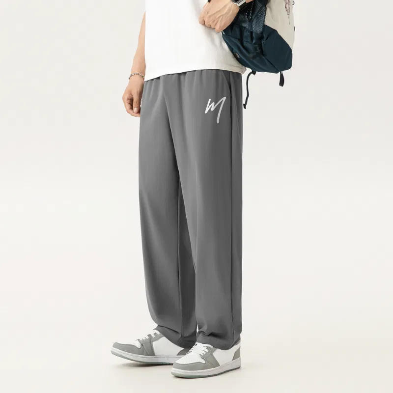 Детские штаны повседневные прямого кроя Ma Lifestyle Joyful Pants Logo MINISO, Темно-Серый + Черный — фото 4