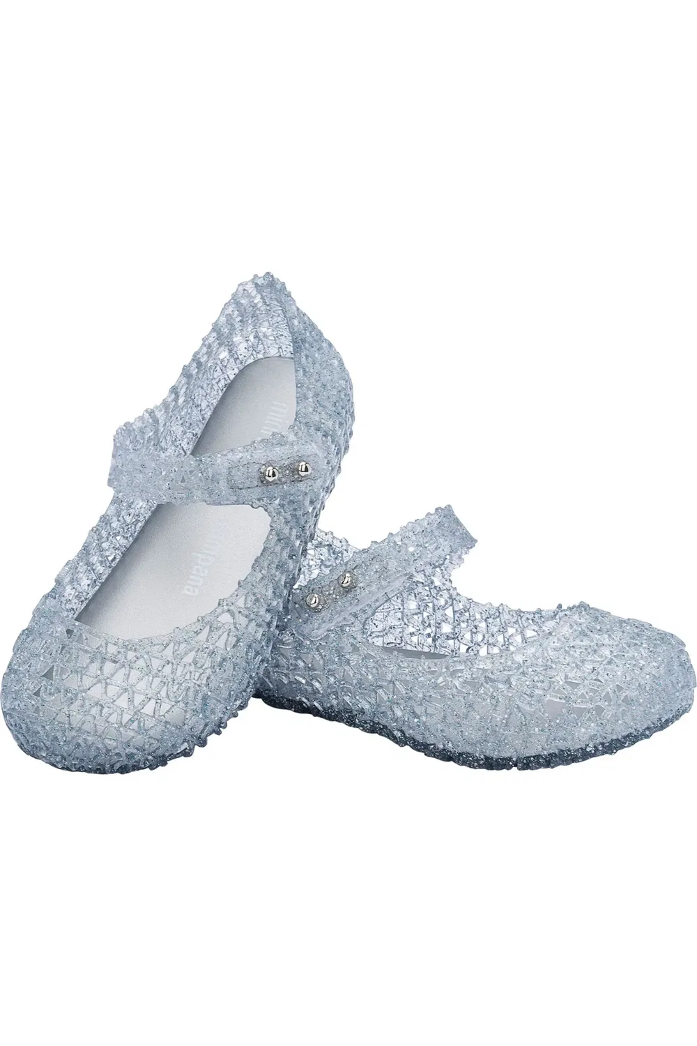Детские туфли лодочки на липучке Campana Mini Melissa, Glitter Clear — фото 3
