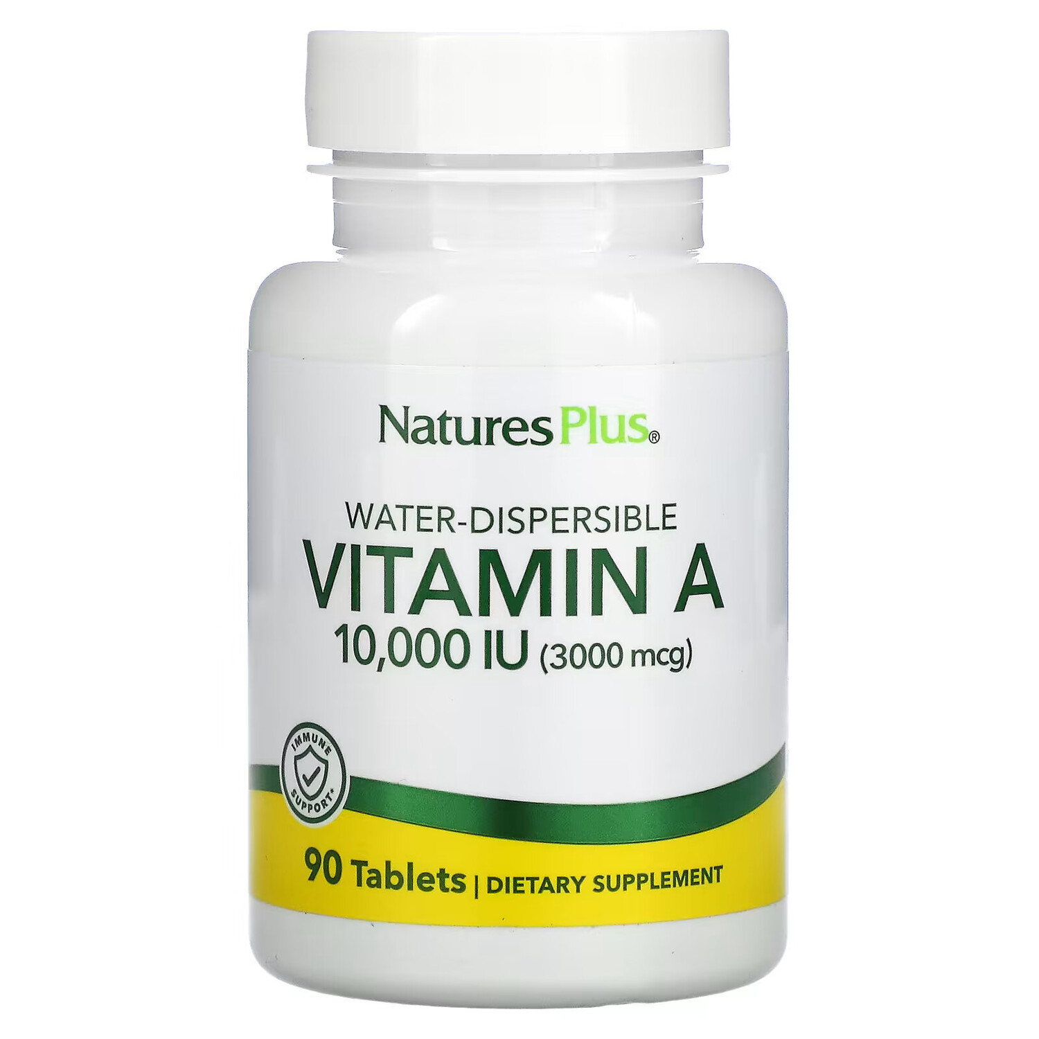 

NaturesPlus, водно-диспергируемый витамин А, 10 000 МЕ (3 000 мкг), 90 таблеток