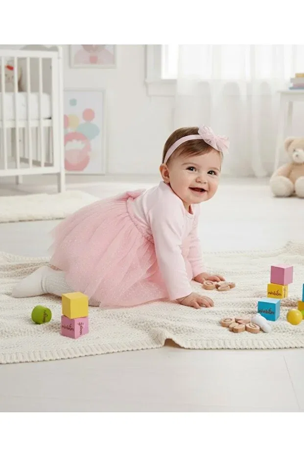 Детское платье для девочек с кружевом Miniborn, Pink — фото 2