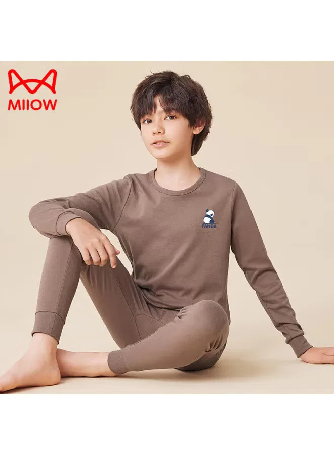 Комплект детского белья из хлопка с высоким воротом, модель Children'S Underwear Set, Miiow, кофейный