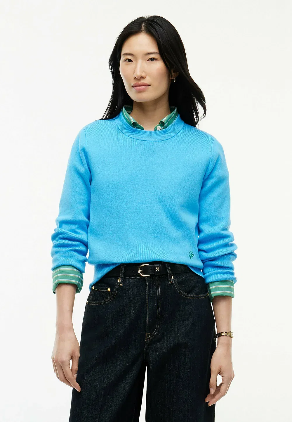 Тканый джемпер премиум-класса с круглым вырезом Tommy Hilfiger, Frigid Blue
