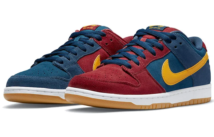 Кроссовки Nike SB Dunk Low, темно-красный/темно-синий/желтый — фото 3