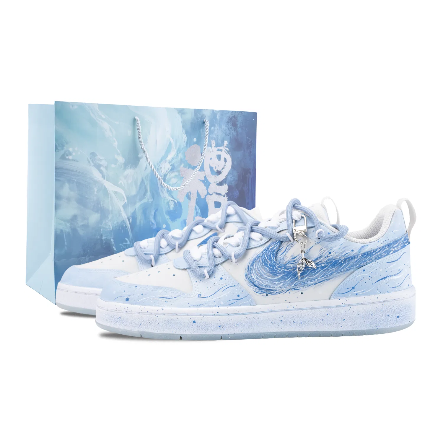 Детские кроссовки для скейтбординга с принтом Nike Court Borough Recraft, Blue White (Blue Shopping Bag)