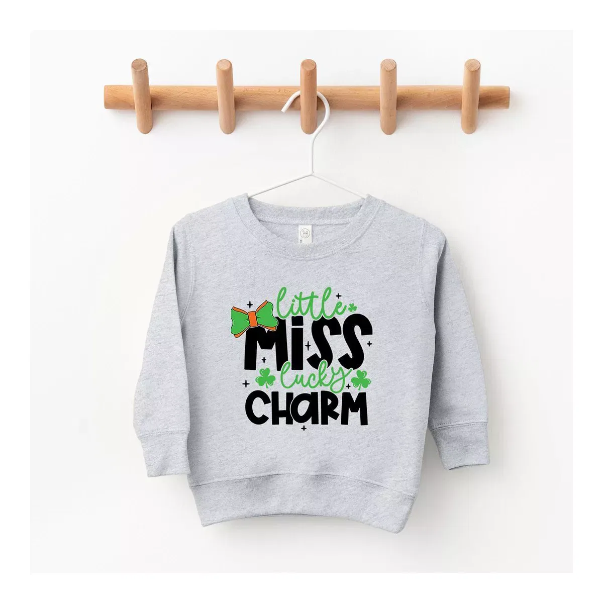 Детский свитшот для девочек с принтом Little Miss Lucky Charm The Juniper Shop, Heather Grey