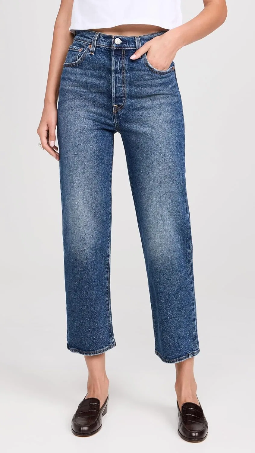 Женские джинсы Levi's Ribcage Straight Ankle, насыщенный синий — фото 2