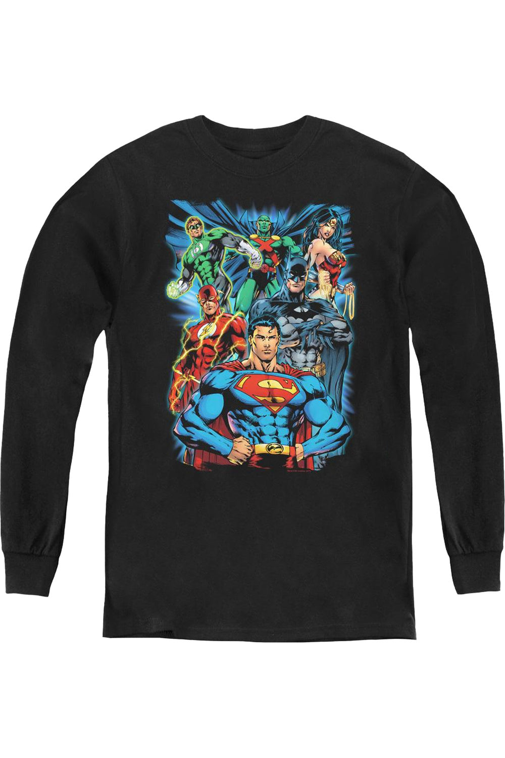 

Футболка с длинным рукавом "Лига справедливости Америки: Правосудие свершилось" для молодежи Gildan, черный