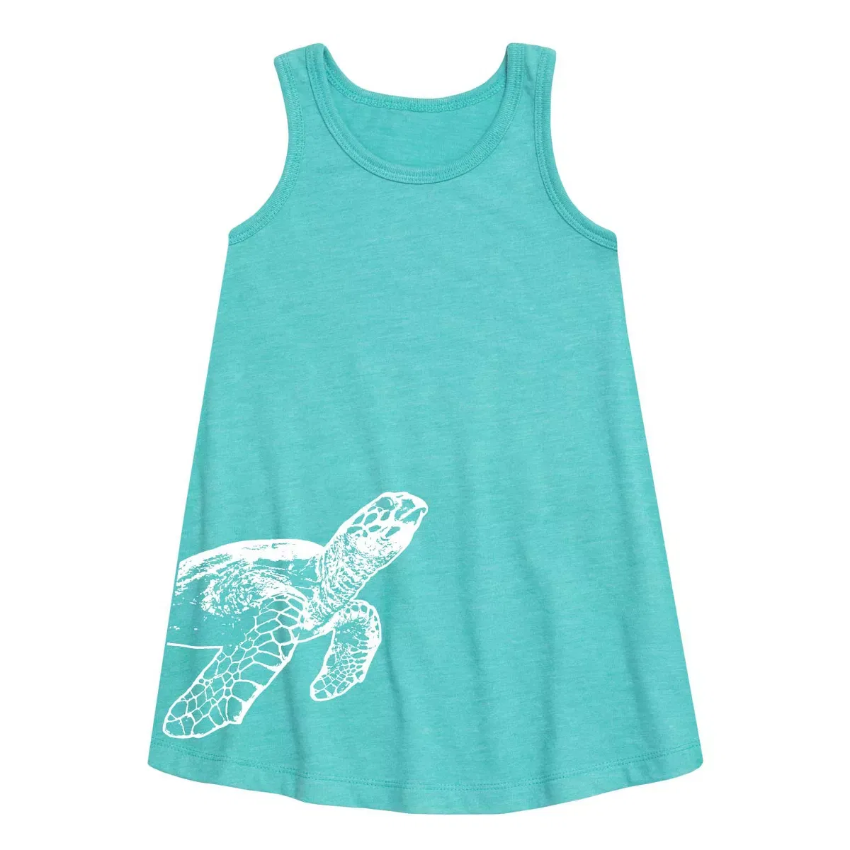 Детское платье-трапеция для девочек без рукавов Sea Turtle Instant Message, Turquoise