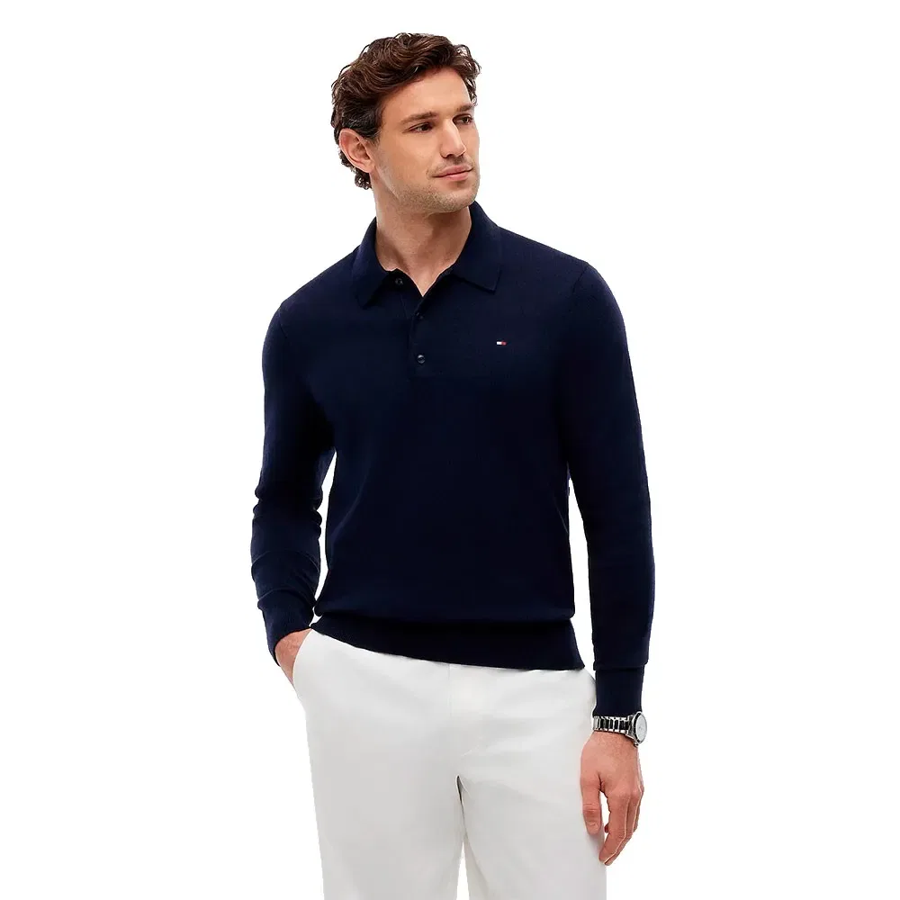 Мужское поло с длинным рукавом из кашемира Tommy hilfiger, Blue