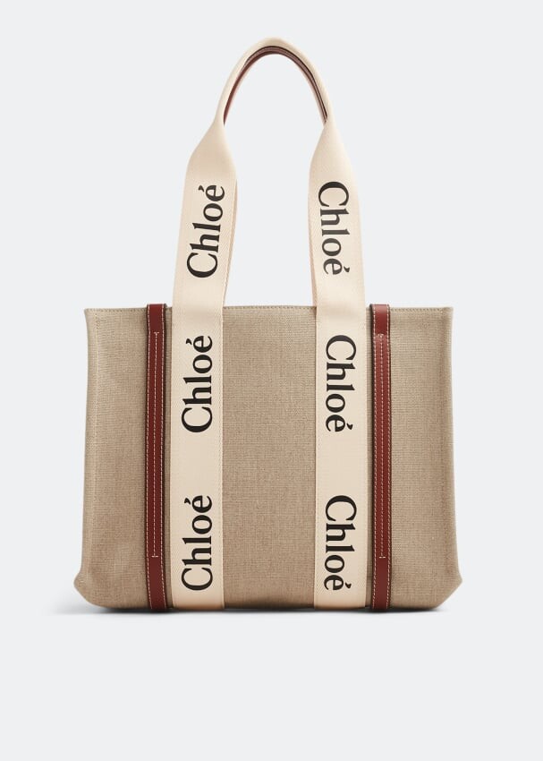 

Сумка-тоут CHLOÉ Woody medium tote bag, бежевый