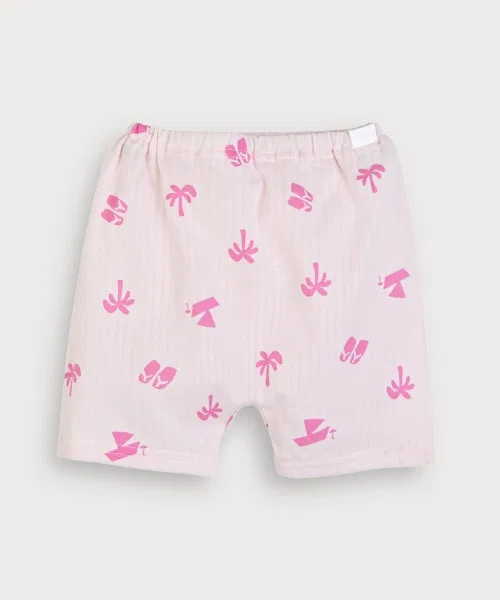 Детский комплект из футболки и шорт с принтом пальмы, модель Vocation, moimoln, Pink — фото 4